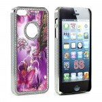 Wholesale iPhone 5 5S Butterfly Diamond Chrome Case (Purple MIX)